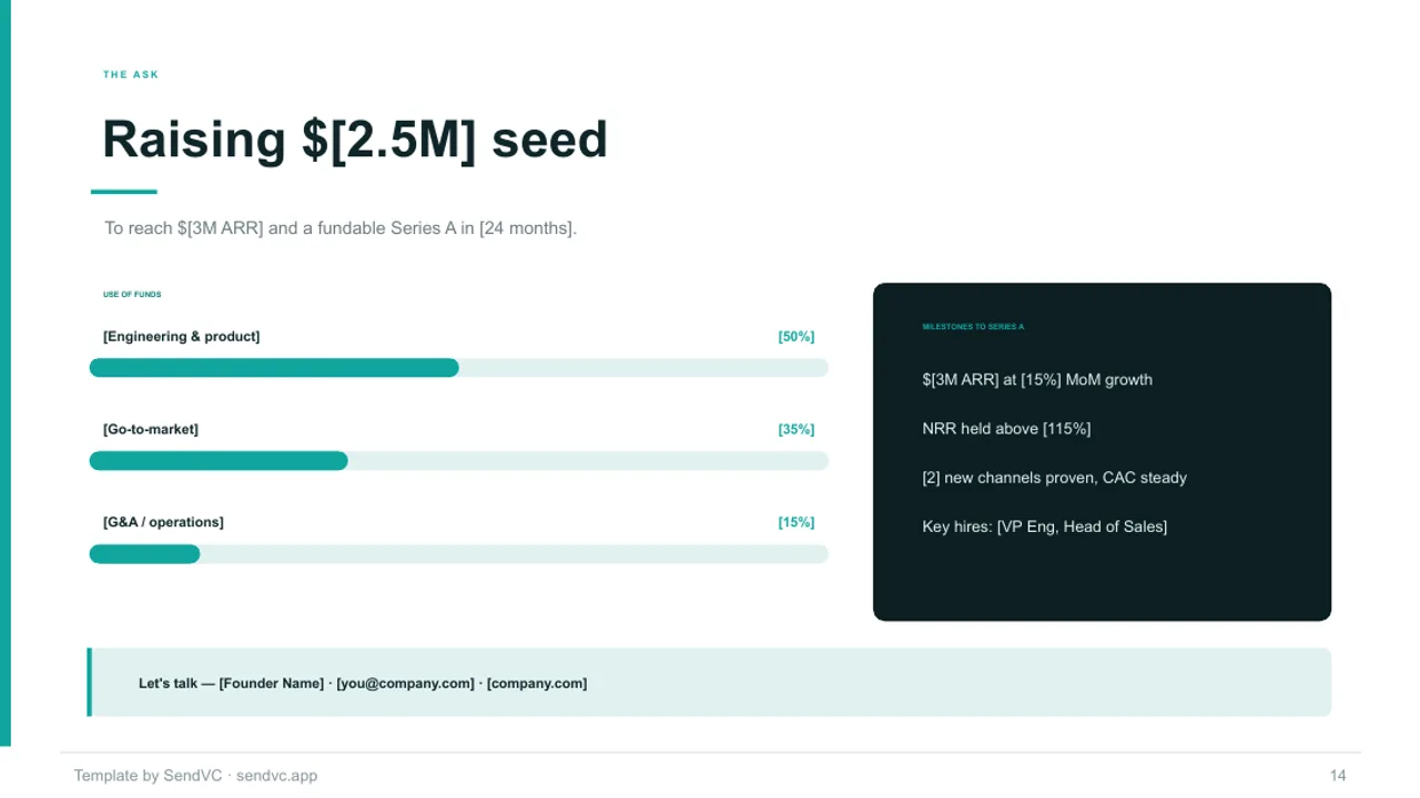 Seed Metrics — B2B SaaS Pitch Deck Template — slide 14