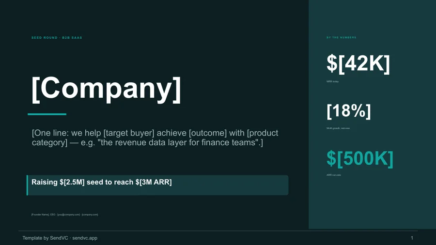 Seed Metrics — B2B SaaS Pitch Deck Template — cover slide preview